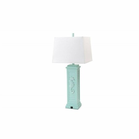 HOMEROOTS 32 x 14 x 12 in. Aqua Seahorse Shutter Base Table Lamps 397246